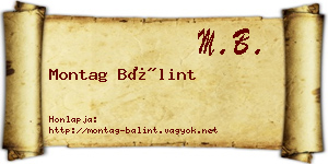 Montag Bálint névjegykártya